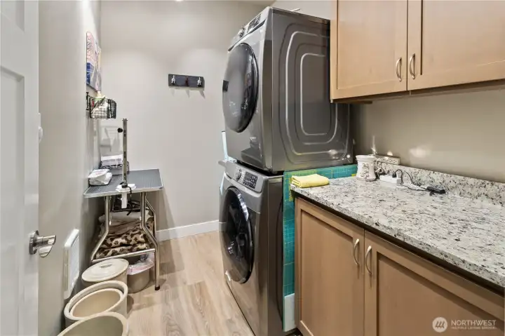 Utility room with a utility sink in it makes projects easy and messes can come straight in from the garage to the utility room.