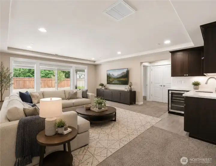 Lower Level Family Room (digitally staged)