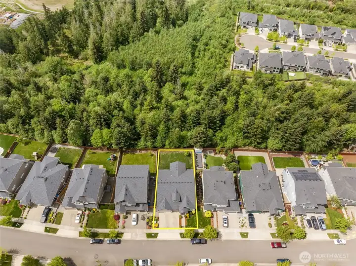 Bordering quiet green belt on back side of neighborhood