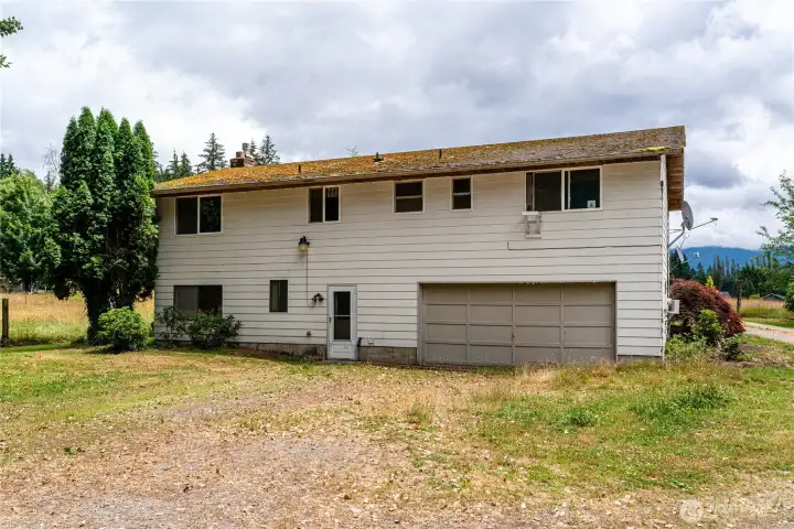 Back of House with 2 car Garage
