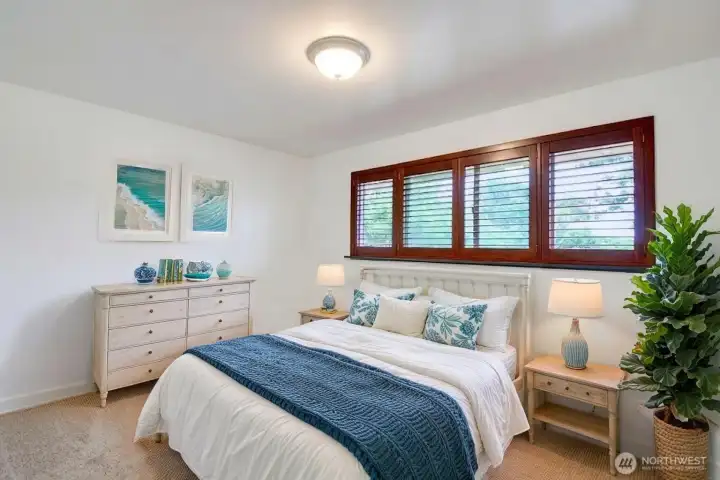 Primary Bedroom with lovely shutters *Virtually Staged Primary Bedroom with lovely shutters *Virtually Staged