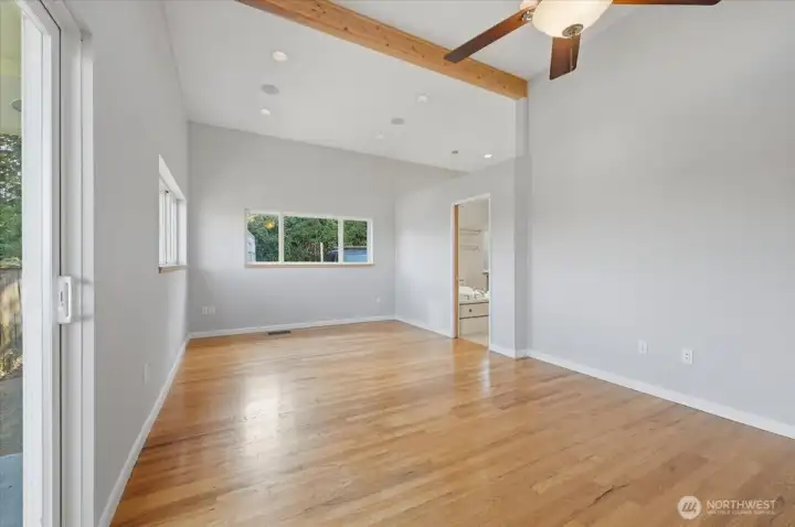 A light and airy spacious primary suite with plenty of room to play with.