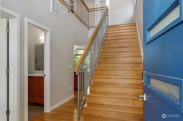 Entry-stairs up-hallway to kitchen