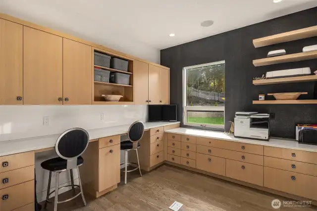 This craft room can double as a kids study space.