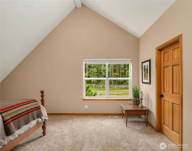 Flex Room with vaulted ceilings and a large walk-in storage room. This could be a great 2nd Offfice or Hobby space with the great storage.