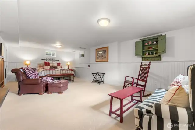 Spacious daylight lower-level bonus room—ideal as a guest suite, media lounge, or second rec room, with cozy finishes and space to relax, play, or unwind.