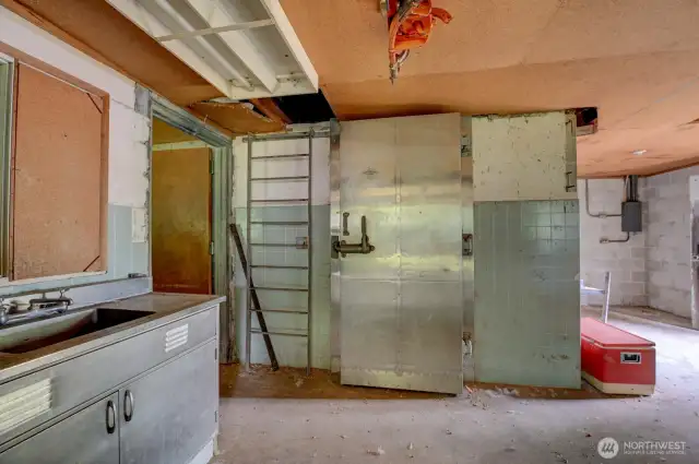 Interior of old structure, once used to be a butcher shop.
