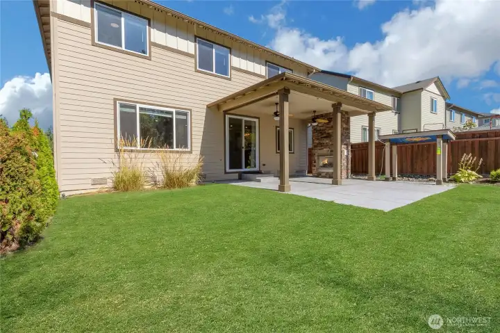 Shade cloth on left of covered patio
