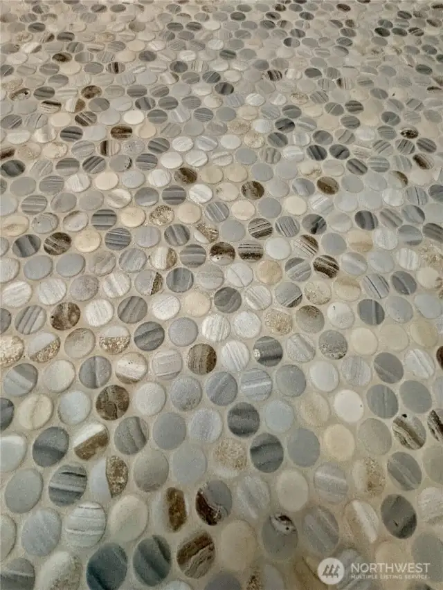 Pebbled Tile in the Half-Bath