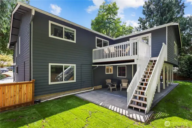 Fenced Backyard with deck access