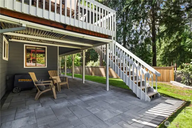 Backyard with storage shed and generator