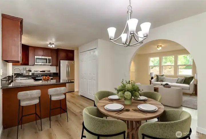 Main Floor: kitchen, breakfast nook and pantry.  Virtually staged