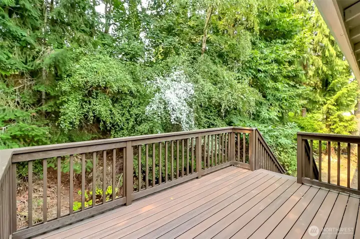 Newer deck off of the breakfast nook allows for easy dining inside or outside
