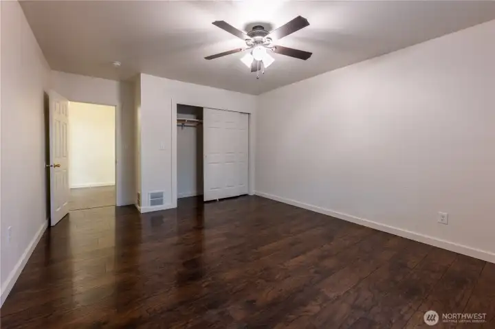 The main floor bedroom, like the two on the second floor, is HUGE and has good closet space.