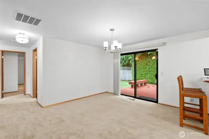 Dining room with access to the backyard