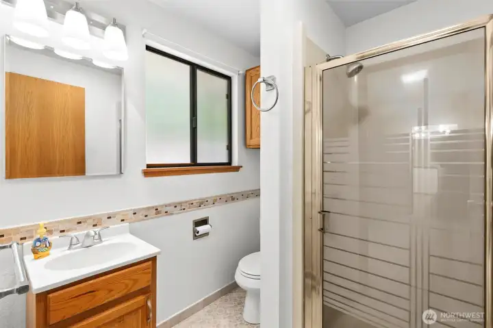 3/4 bath located off the family room