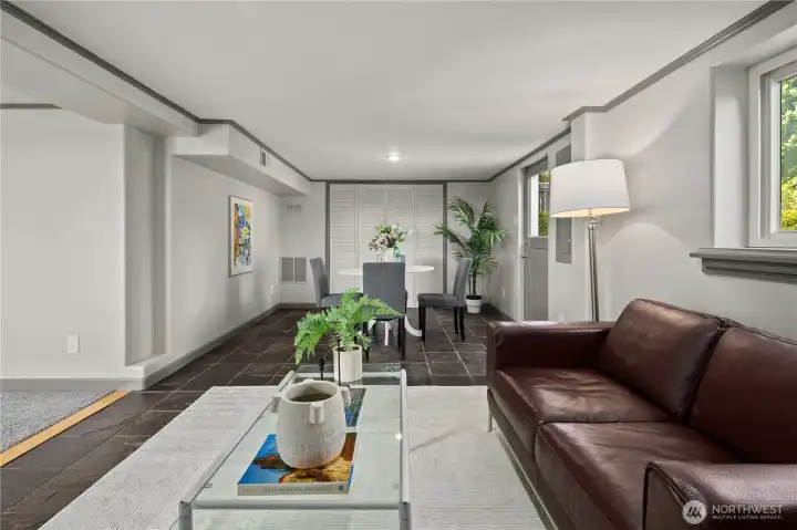 Rec room leads out to the garden and courtyard.