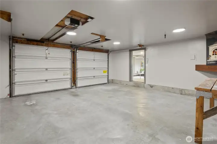 Large 2 car garage, newly painted