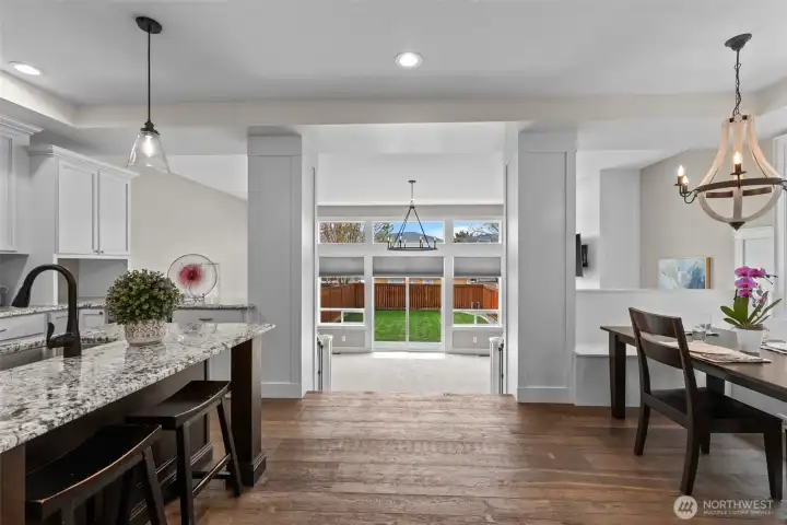 Looking out from the kitchen/dining area.