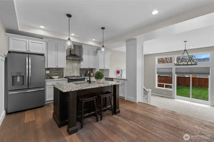 kitchen looking into the family room.