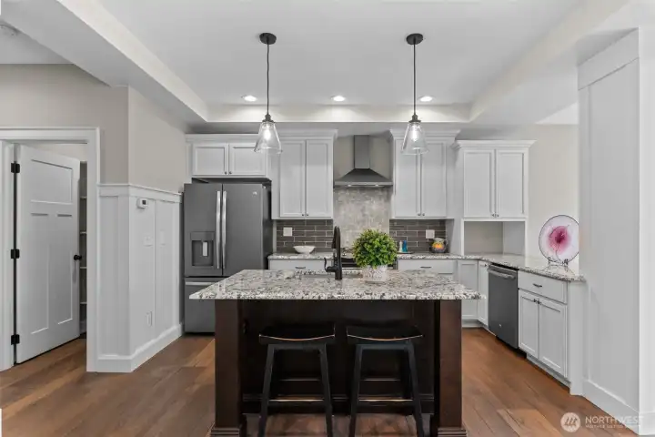 Kitchen with walk in pantry to the left.