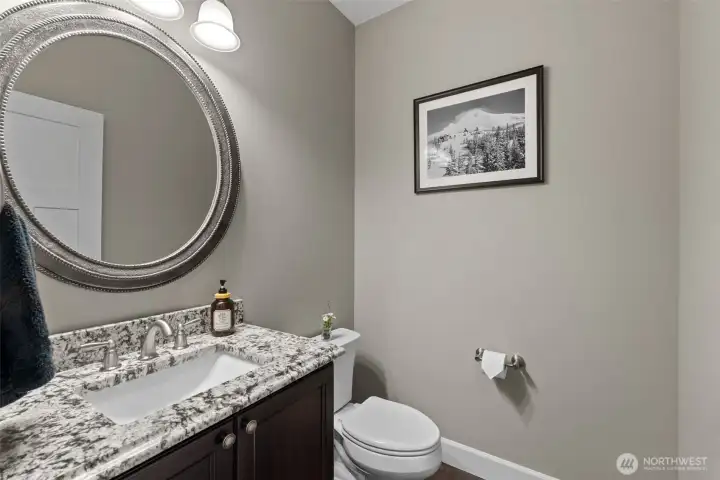 Powder room on main level.