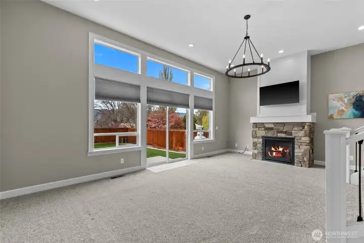 Family room with propane fireplace.