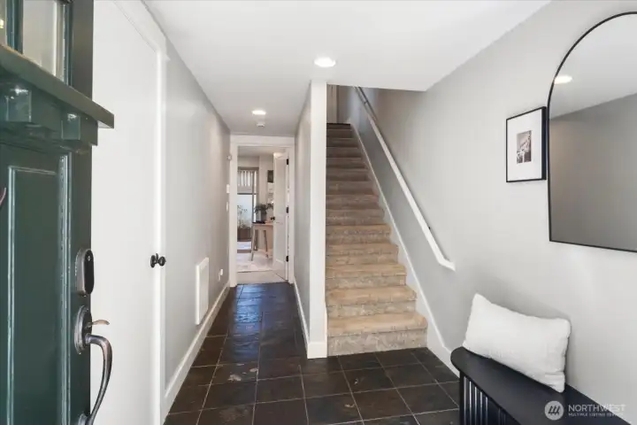 Slate tile floors upon entering