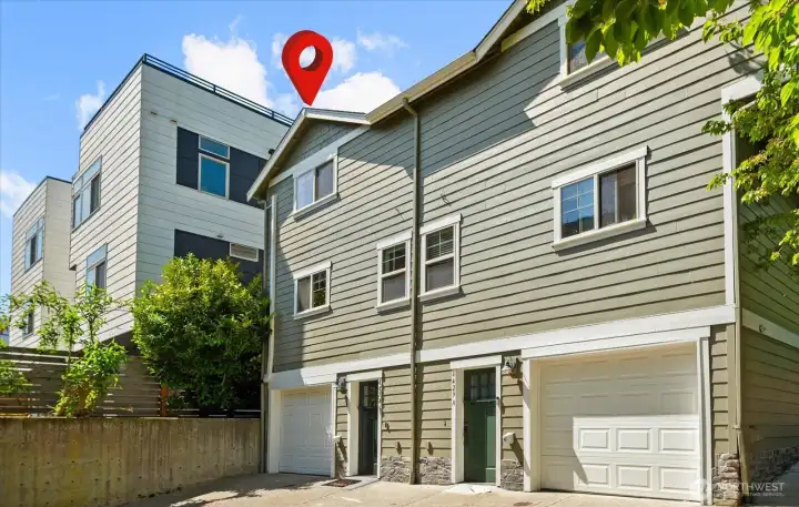 Good space between buildings for easy access to garage