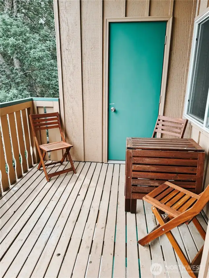 Patio with extra storage closet