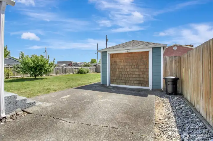 Single car detached garage. . .