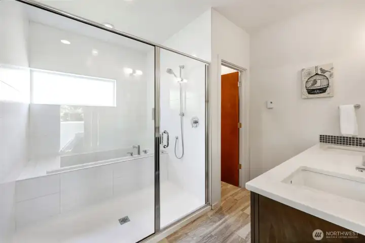 Shower and tub room Shower and tub room