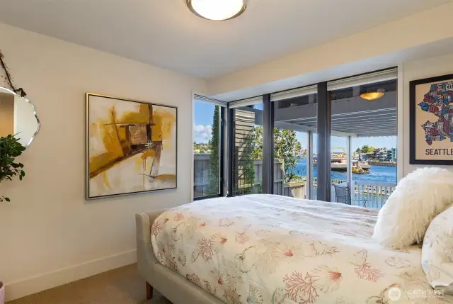 Second of three lower level bedrooms. Top down, bottom up blinds for privacy.
