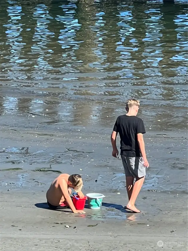 Low tide happens twice a day. Lots of fun to be had exploring this beach.