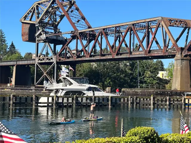 The famous counter balanced, bascule bridge opens to allow sailboats and large vessels through. A delight for any train aficonado.