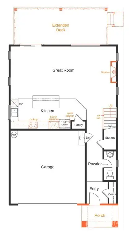 First floor showing included structural upgrades