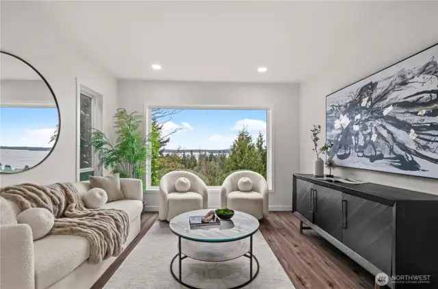 Living room back of home with view