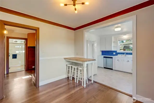 Easy flow into the kitchen for entertaining.
