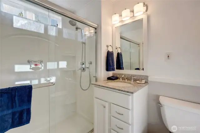 3/4 bath on the main floor for guests and easy access during the day.