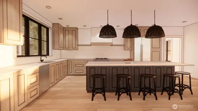 An elegant kitchen with room for multiple chefs - worthy of a magazine spread. Not pictured: a huge butler's pantry!