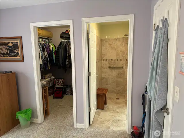 Primary has a walk in closet and private access to bathroom.