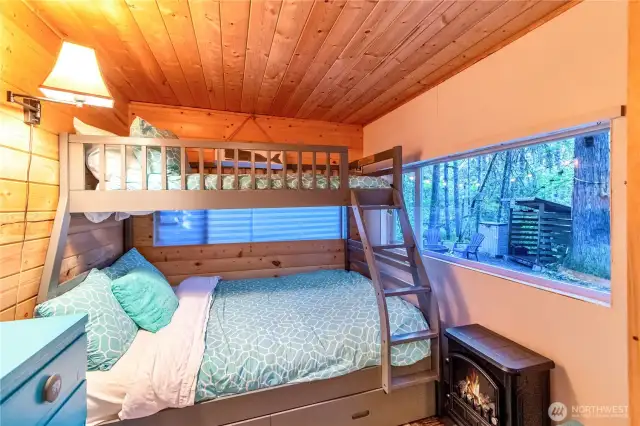 Twin over full bunk beds in the addition