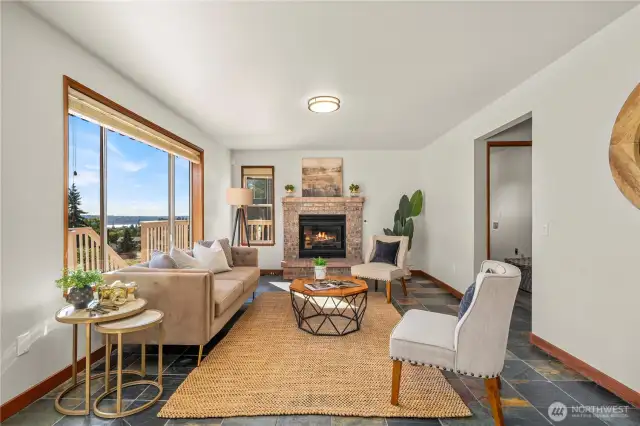 Another cozy fireplace in the Family room