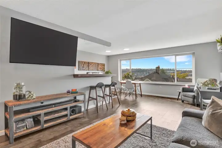Spacious living room right off the bedroom.