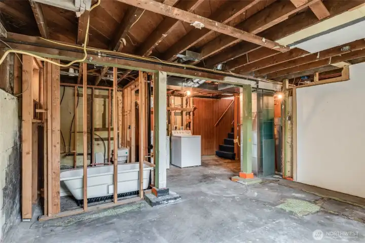 Renovations were started for a downstairs bathroom.