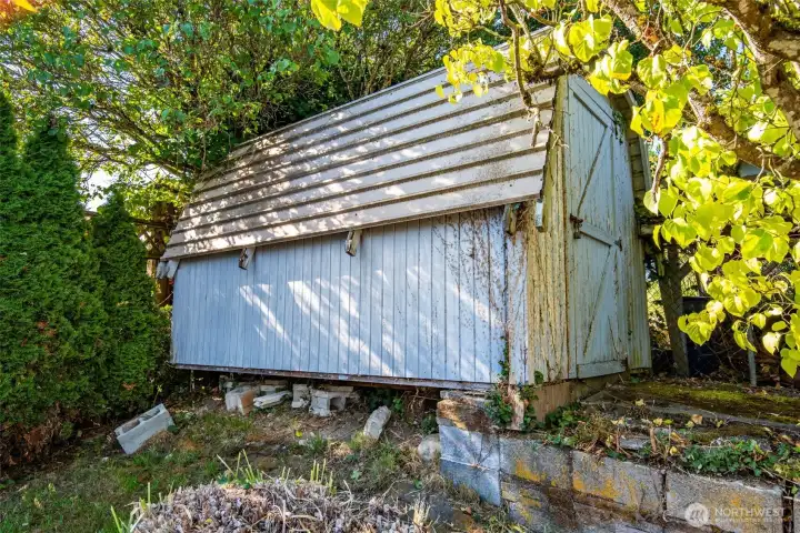 Another view of the large storage shed.