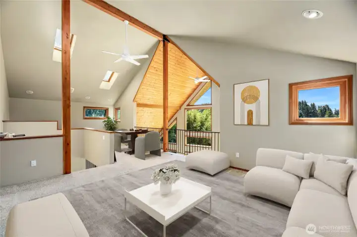 Loft with amazing view of Trout Lake  Virtually staged