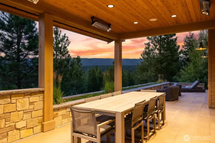 Twilight evening views on back patio