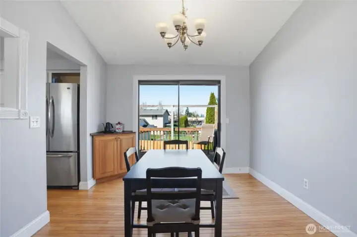Dining Room - Vaulted, Deck, Hardwood