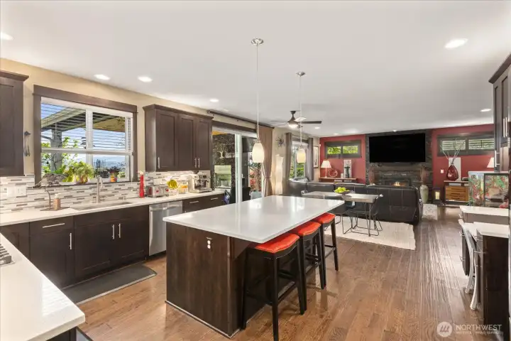 Entertainers kitchen/informal dining and living room.